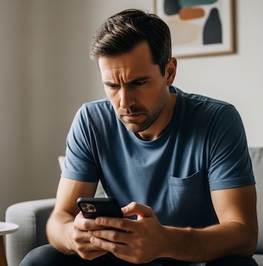 man looking at his phone